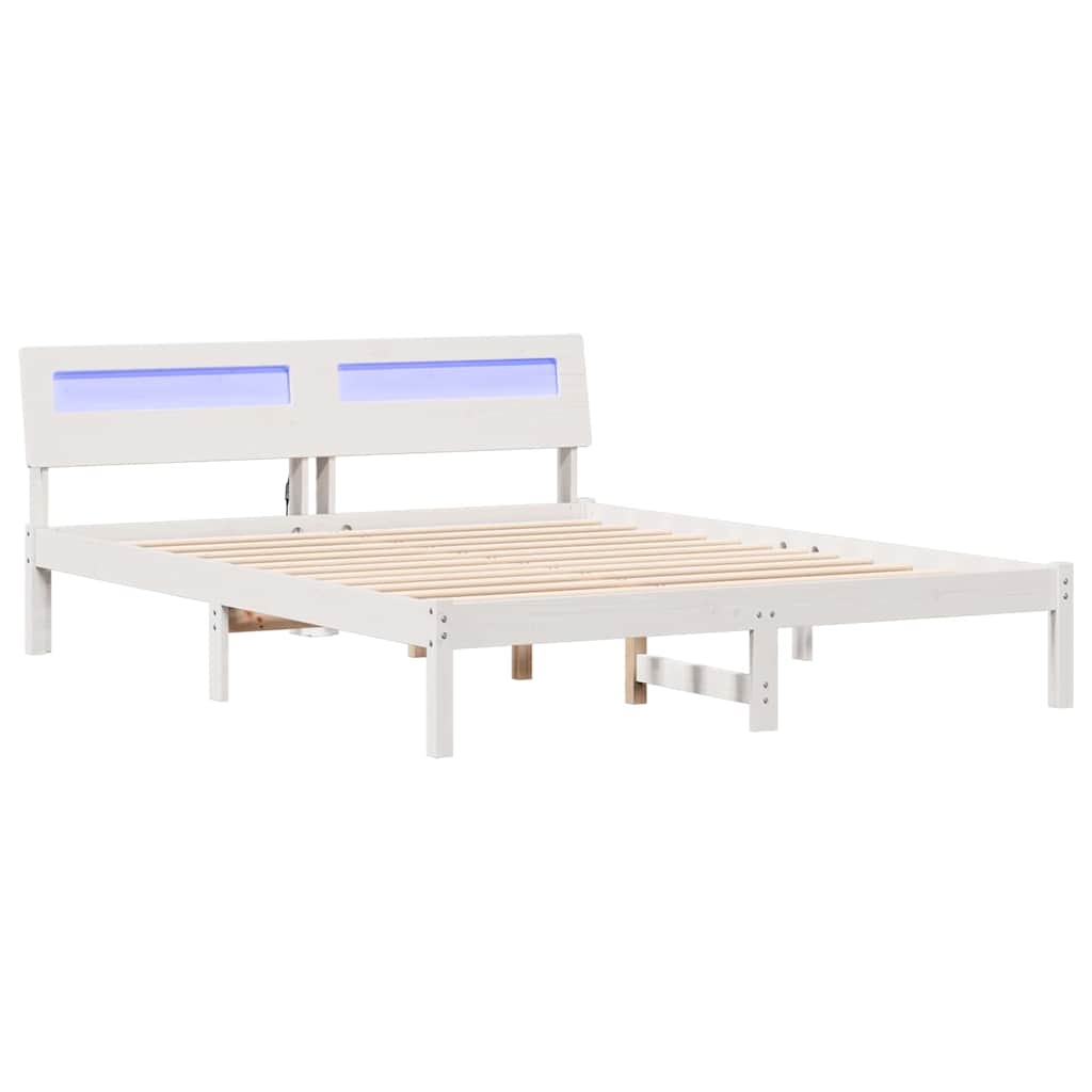 Σκελετός Κρεβατιού Λευκό 150 x 200 cm Στερεά ξυλεία πεύκου