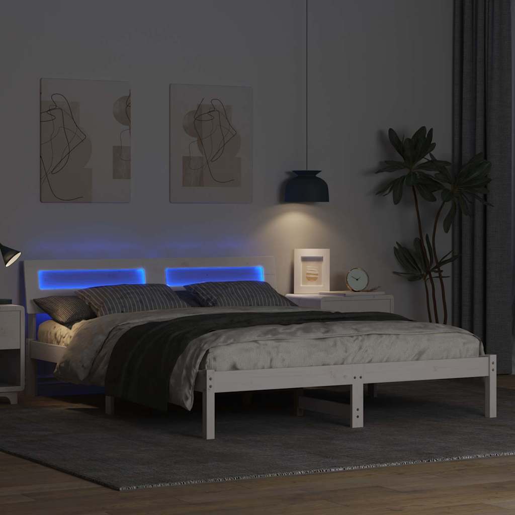 Σκελετός Κρεβατιού Λευκό 140 x 200 cm Στερεά ξυλεία πεύκου