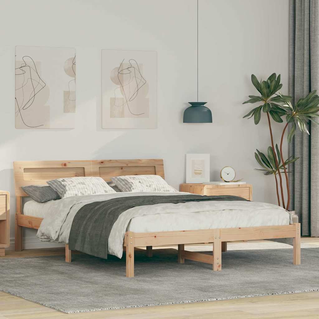 Σκελετός Κρεβατιού Καφέ 140 x 190 cm Στερεά ξυλεία πεύκου