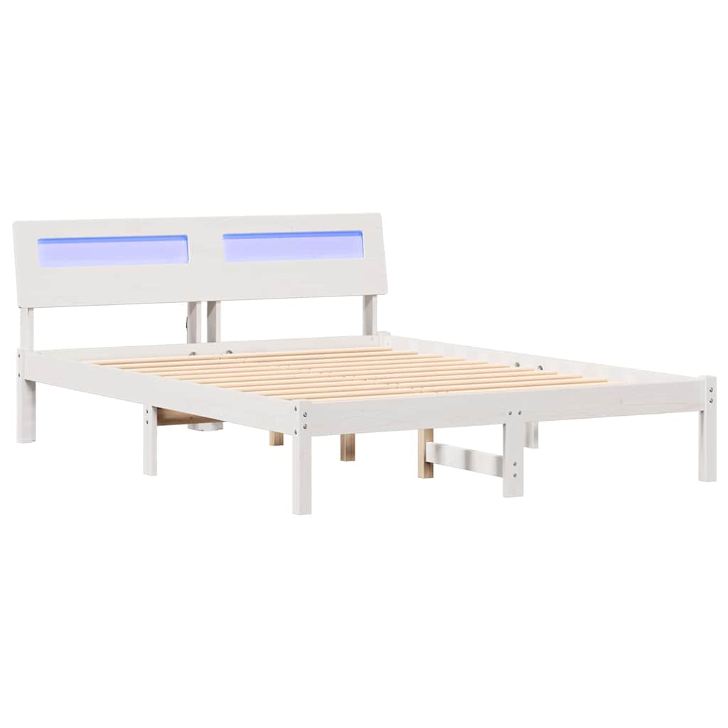 Σκελετός Κρεβατιού Λευκό 135 x 190 cm Στερεά ξυλεία πεύκου