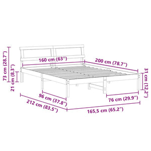 Σκελετός Κρεβατιού Λευκό 160 x 200 cm Στερεά ξυλεία πεύκου