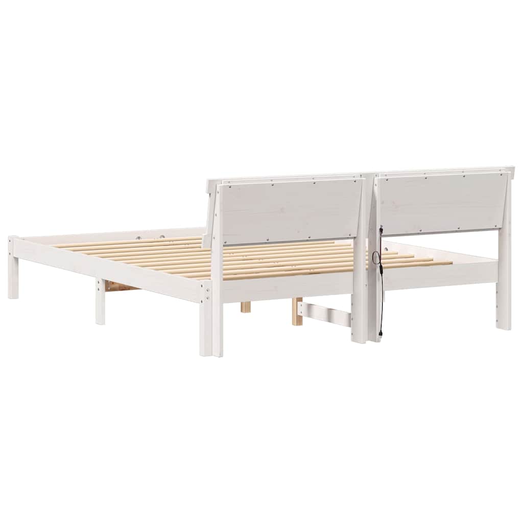 Σκελετός Κρεβατιού Λευκό 150 x 200 cm Στερεά ξυλεία πεύκου