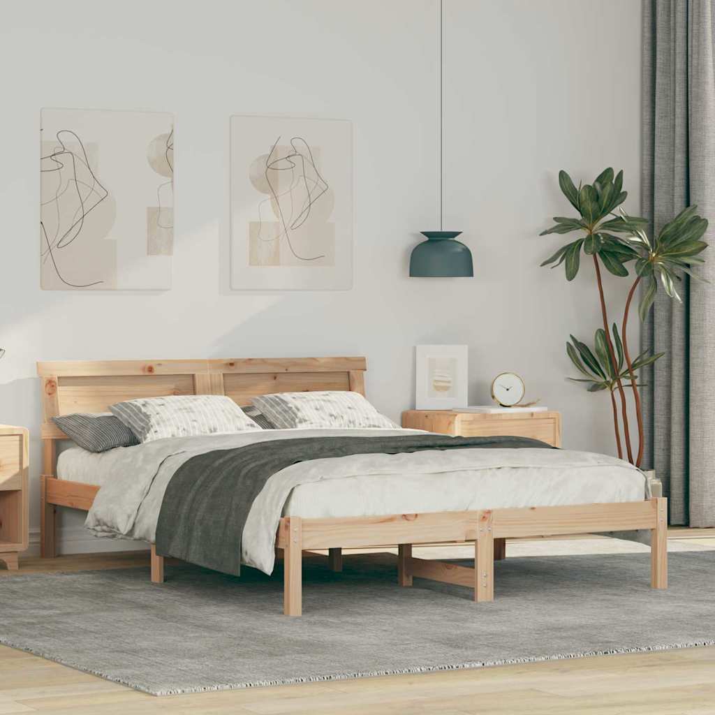 Σκελετός Κρεβατιού Καφέ 140 x 190 cm Στερεά ξυλεία πεύκου