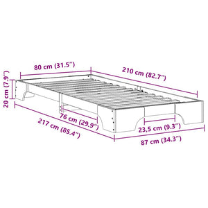 Σκελετός Κρεβατιού Λευκό 80 x 210 cm Στερεά ξυλεία πεύκου - Pakobazaar