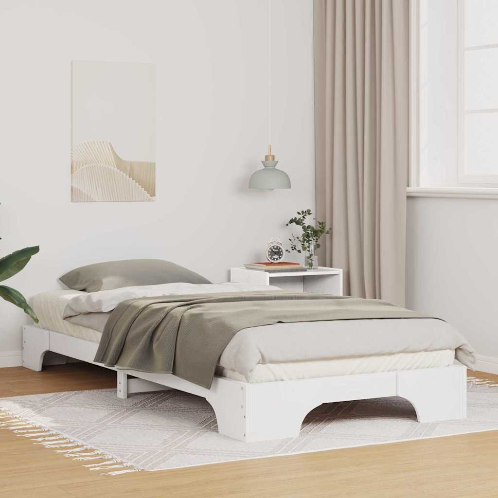 Σκελετός Κρεβατιού Λευκό 90 x 210 cm Στερεά ξυλεία πεύκου - Pakobazaar