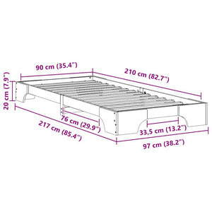 Σκελετός Κρεβατιού Καφέ 90 x 210 cm Στερεά ξυλεία πεύκου - Pakobazaar