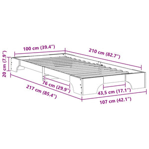 Σκελετός Κρεβατιού Λευκό 100 x 210 cm Στερεά ξυλεία πεύκου - Pakobazaar