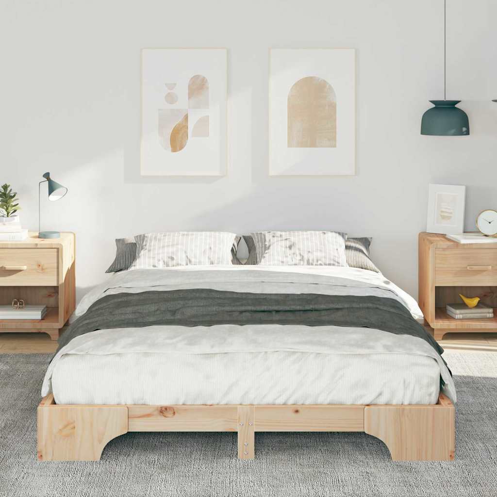 Σκελετός Κρεβατιού Καφέ 140 x 210 cm Στερεά ξυλεία πεύκου - Pakobazaar