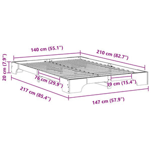 Σκελετός Κρεβατιού Καφέ 140 x 210 cm Στερεά ξυλεία πεύκου - Pakobazaar