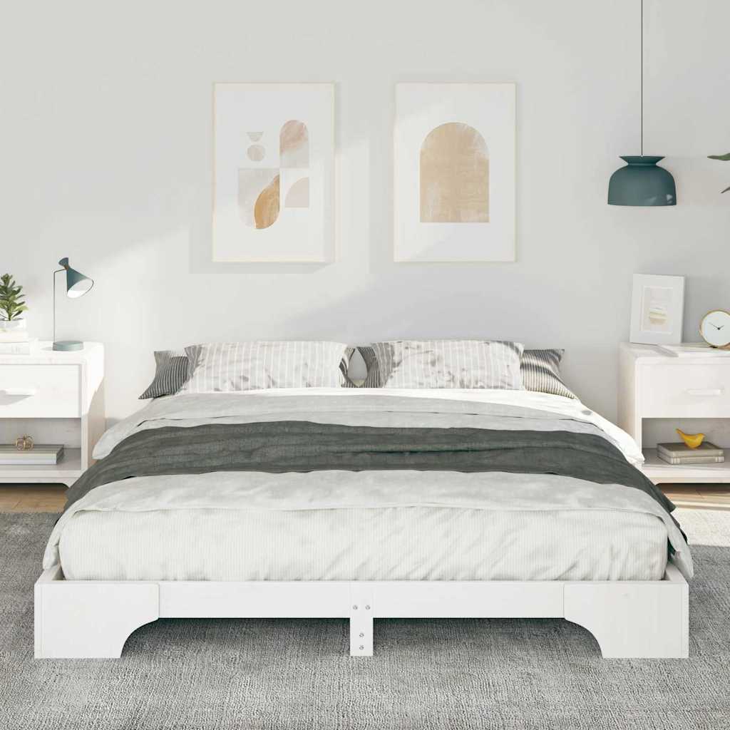 Σκελετός Κρεβατιού Λευκό 160 x 210 cm Στερεά ξυλεία πεύκου - Pakobazaar