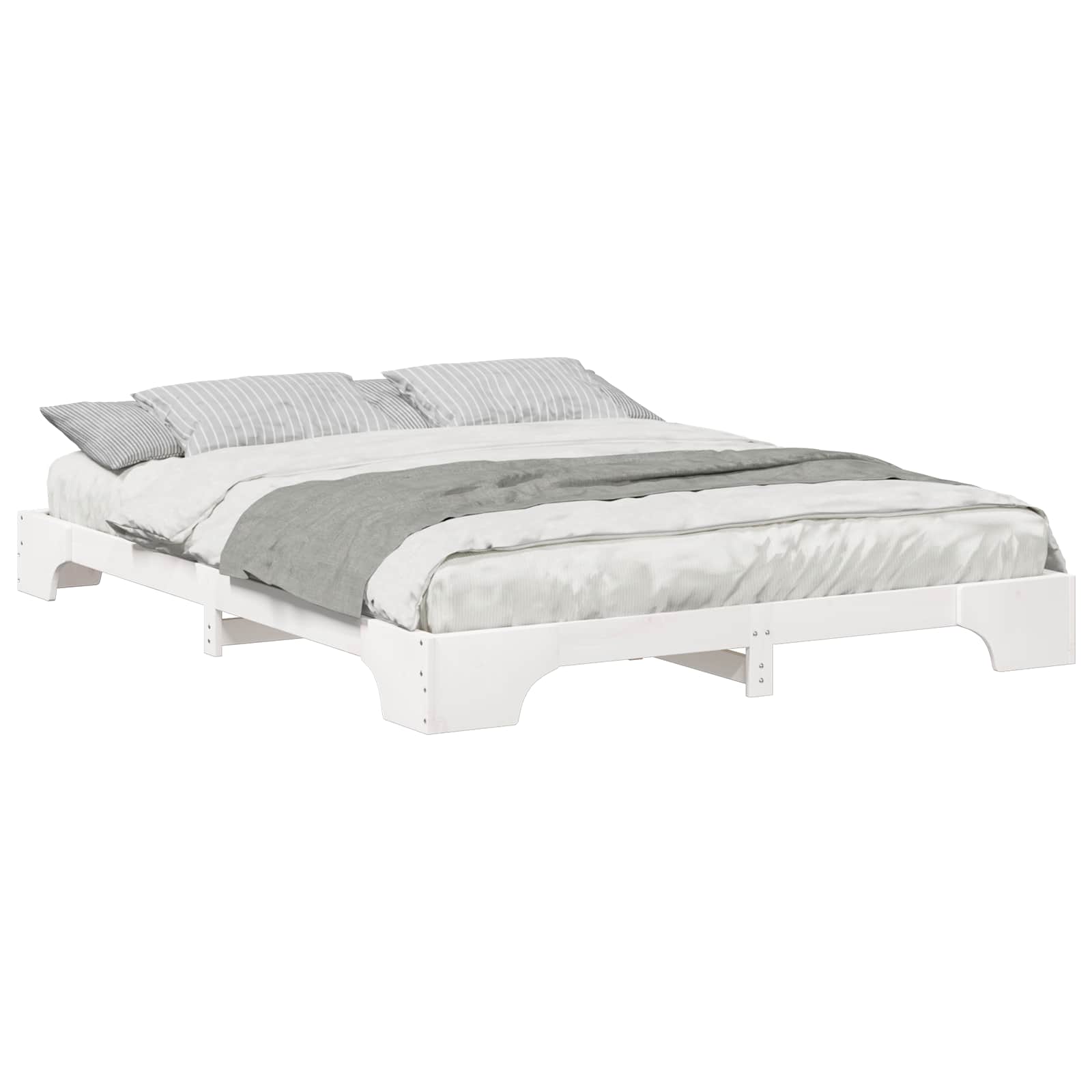 Σκελετός Κρεβατιού Λευκό 160 x 210 cm Στερεά ξυλεία πεύκου - Pakobazaar