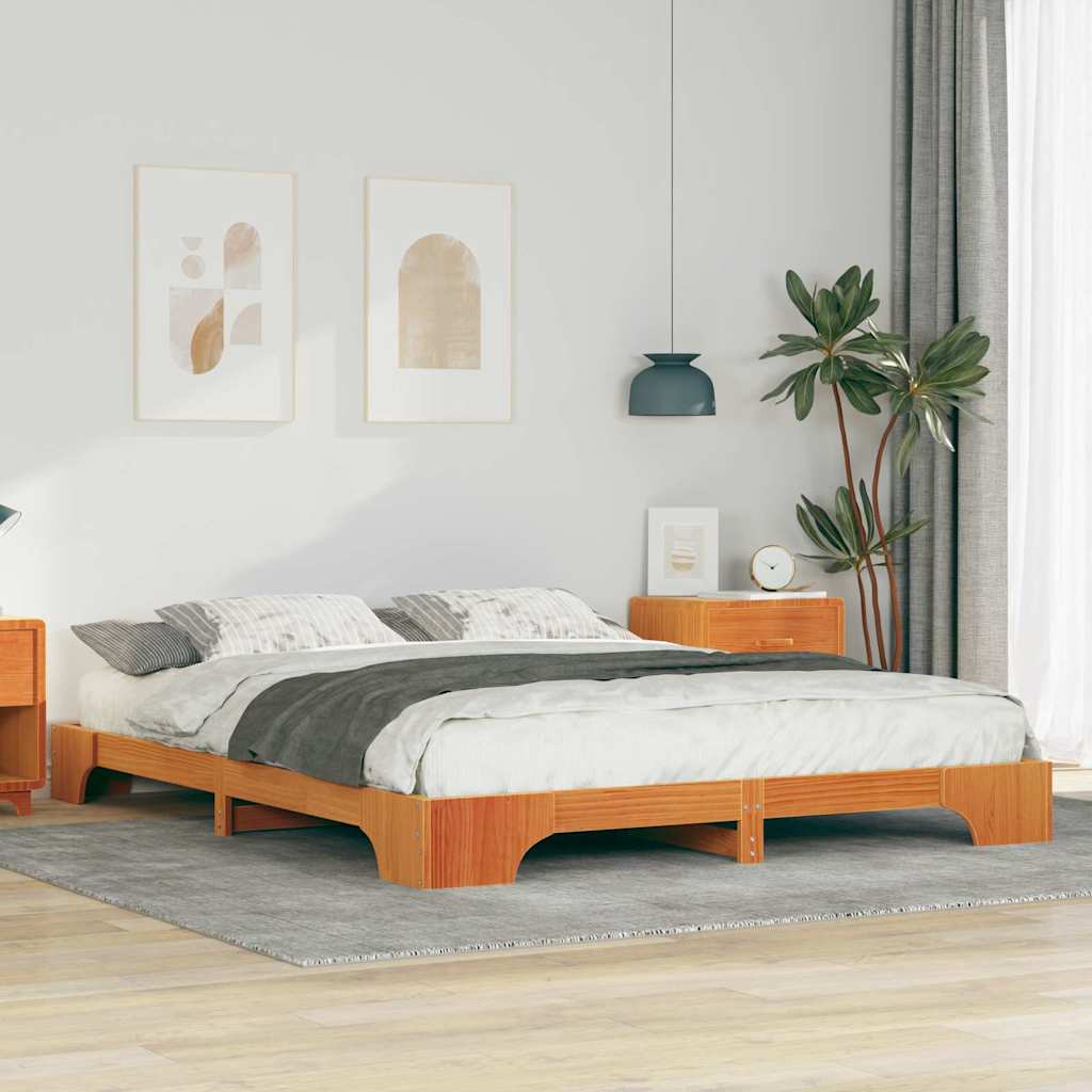 Σκελετός Κρεβατιού Καφέ 160 x 210 cm Στερεά ξυλεία πεύκου - Pakobazaar