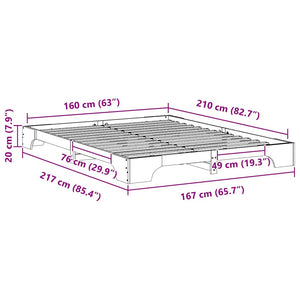 Σκελετός Κρεβατιού Καφέ 160 x 210 cm Στερεά ξυλεία πεύκου - Pakobazaar