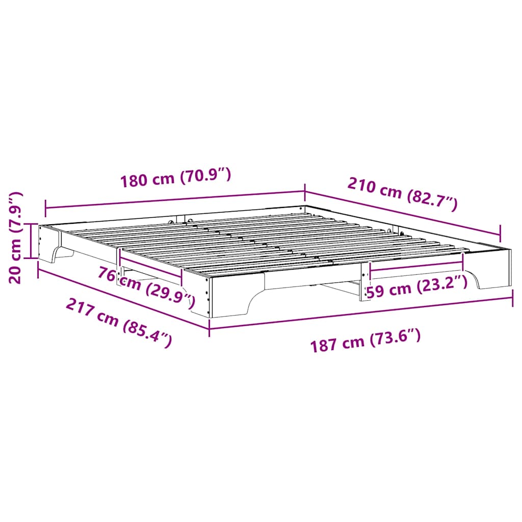 Σκελετός Κρεβατιού Καφέ 180 x 210 cm Στερεά ξυλεία πεύκου - Pakobazaar