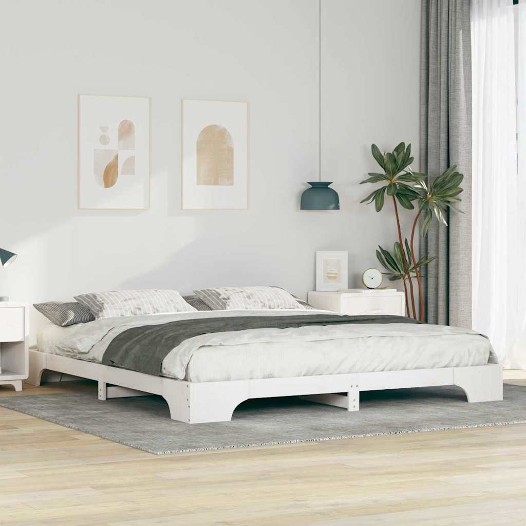 Σκελετός Κρεβατιού Λευκό 180 x 210 cm Στερεά ξυλεία πεύκου