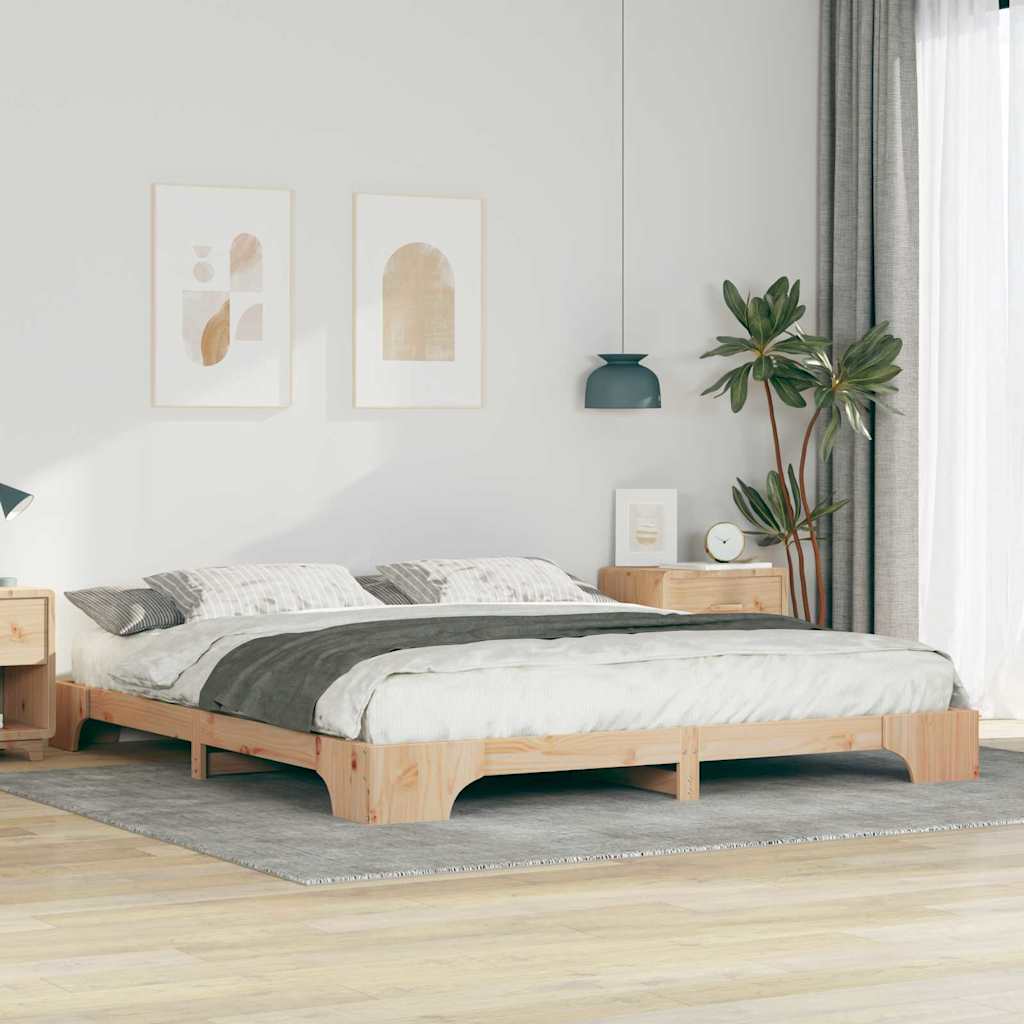 Σκελετός Κρεβατιού Καφέ 200 x 210 cm Στερεά ξυλεία πεύκου - Pakobazaar