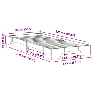 Σκελετός Κρεβατιού Καφέ 80 x 220 cm Στερεά ξυλεία πεύκου - Pakobazaar