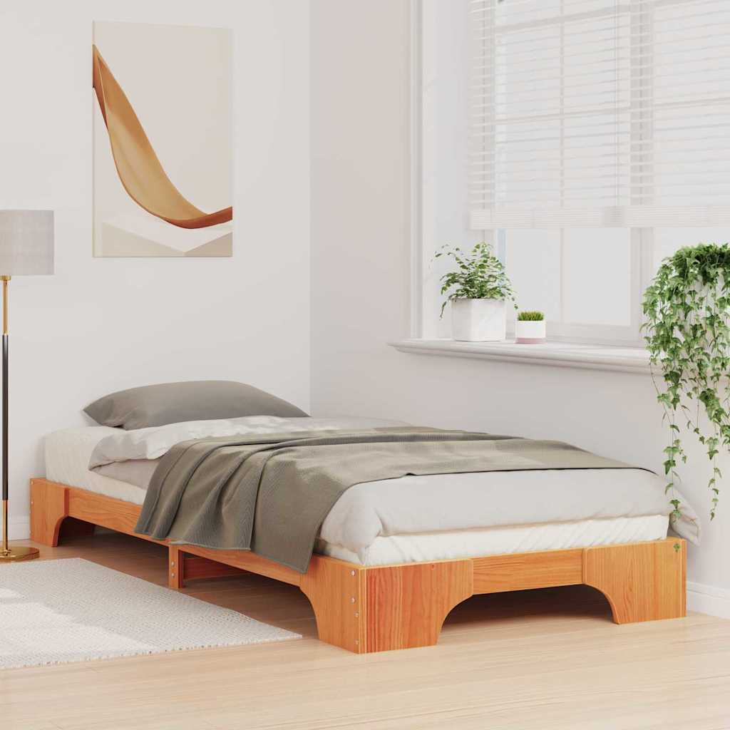 Σκελετός Κρεβατιού Καφέ 90 x 220 cm Στερεά ξυλεία πεύκου - Pakobazaar