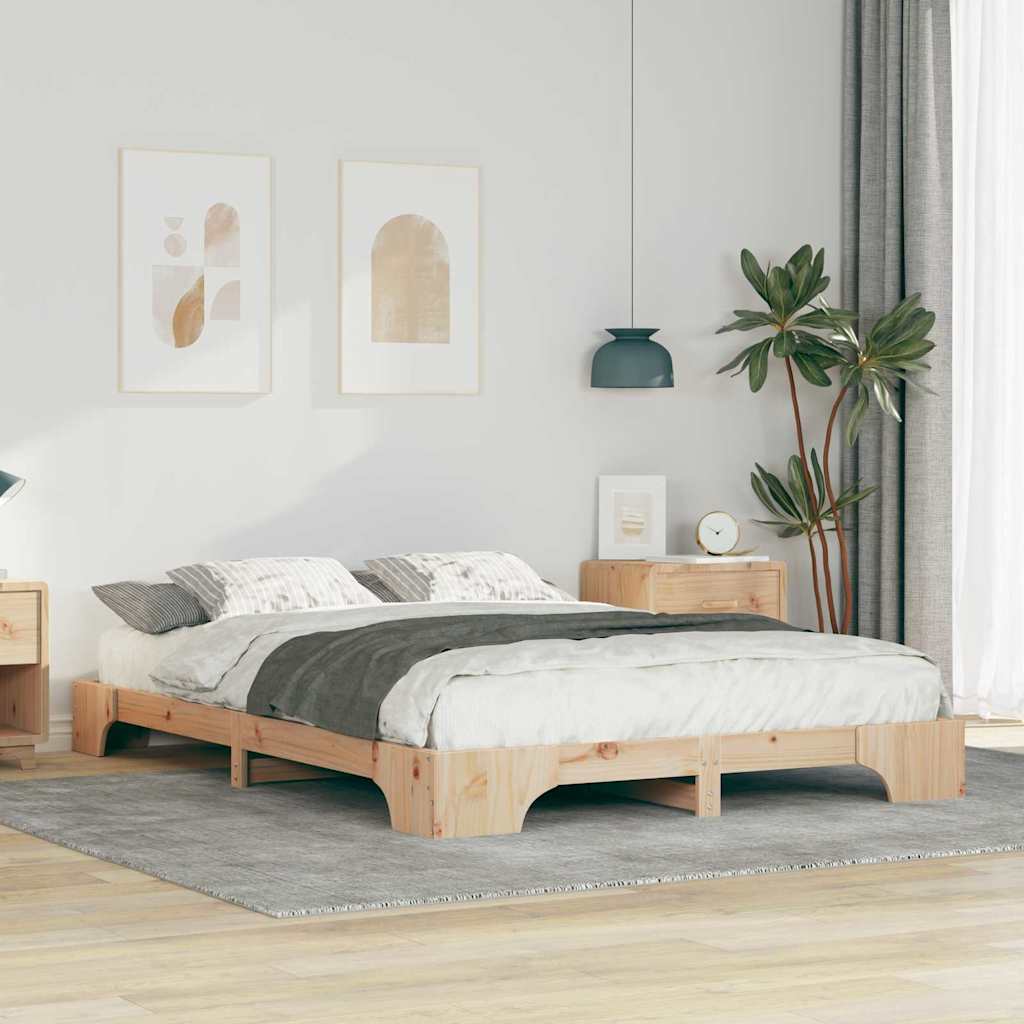 Σκελετός Κρεβατιού Καφέ 140 x 220 cm Στερεά ξυλεία πεύκου - Pakobazaar
