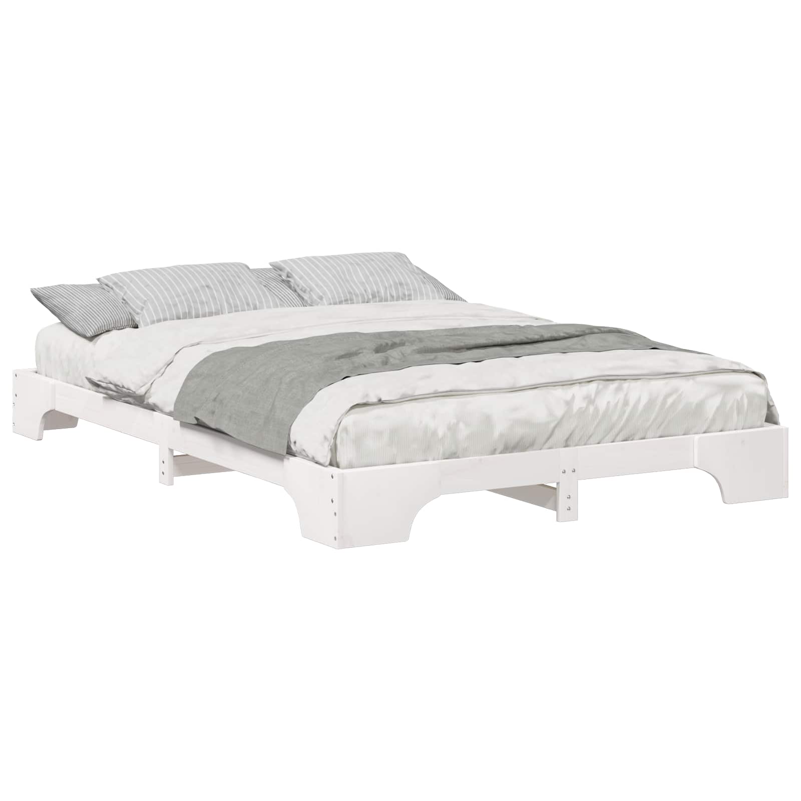 Σκελετός Κρεβατιού Λευκό 140 x 220 cm Στερεά ξυλεία πεύκου - Pakobazaar