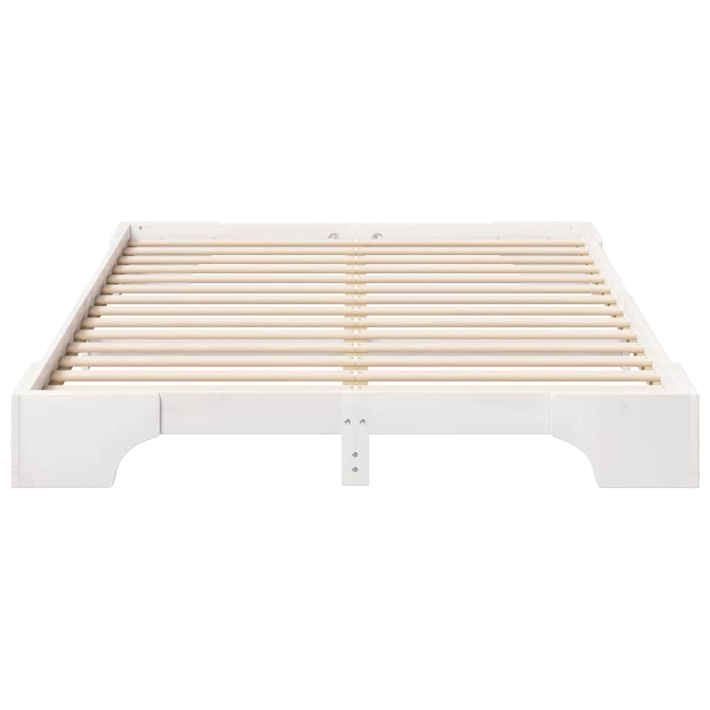 Σκελετός Κρεβατιού Λευκό 140 x 220 cm Στερεά ξυλεία πεύκου - Pakobazaar