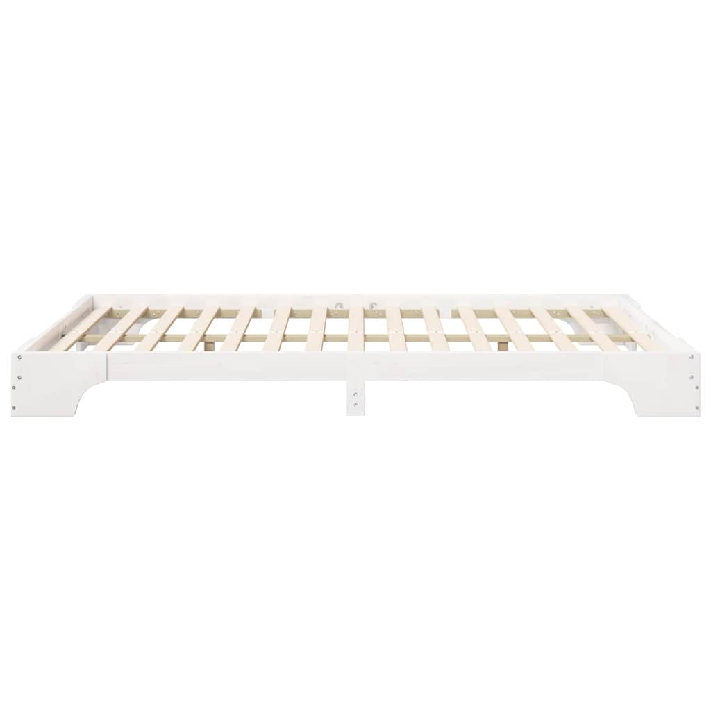 Σκελετός Κρεβατιού Λευκό 140 x 220 cm Στερεά ξυλεία πεύκου - Pakobazaar