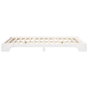 Σκελετός Κρεβατιού Λευκό 140 x 220 cm Στερεά ξυλεία πεύκου - Pakobazaar