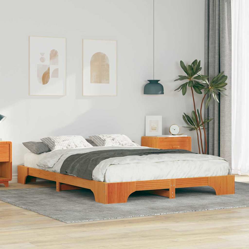 Σκελετός Κρεβατιού Καφέ 140 x 220 cm Στερεά ξυλεία πεύκου - Pakobazaar