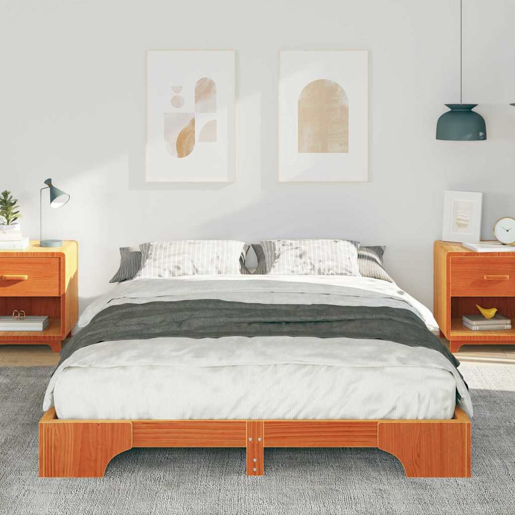 Σκελετός Κρεβατιού Καφέ 140 x 220 cm Στερεά ξυλεία πεύκου - Pakobazaar