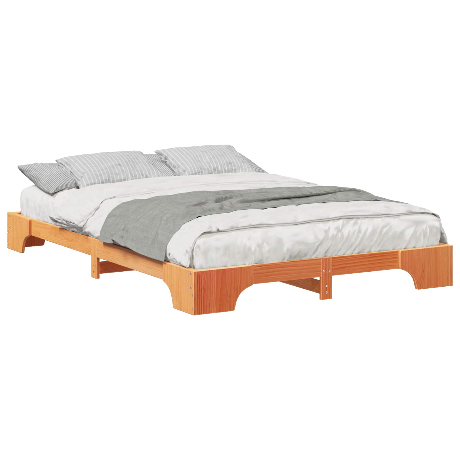 Σκελετός Κρεβατιού Καφέ 140 x 220 cm Στερεά ξυλεία πεύκου - Pakobazaar