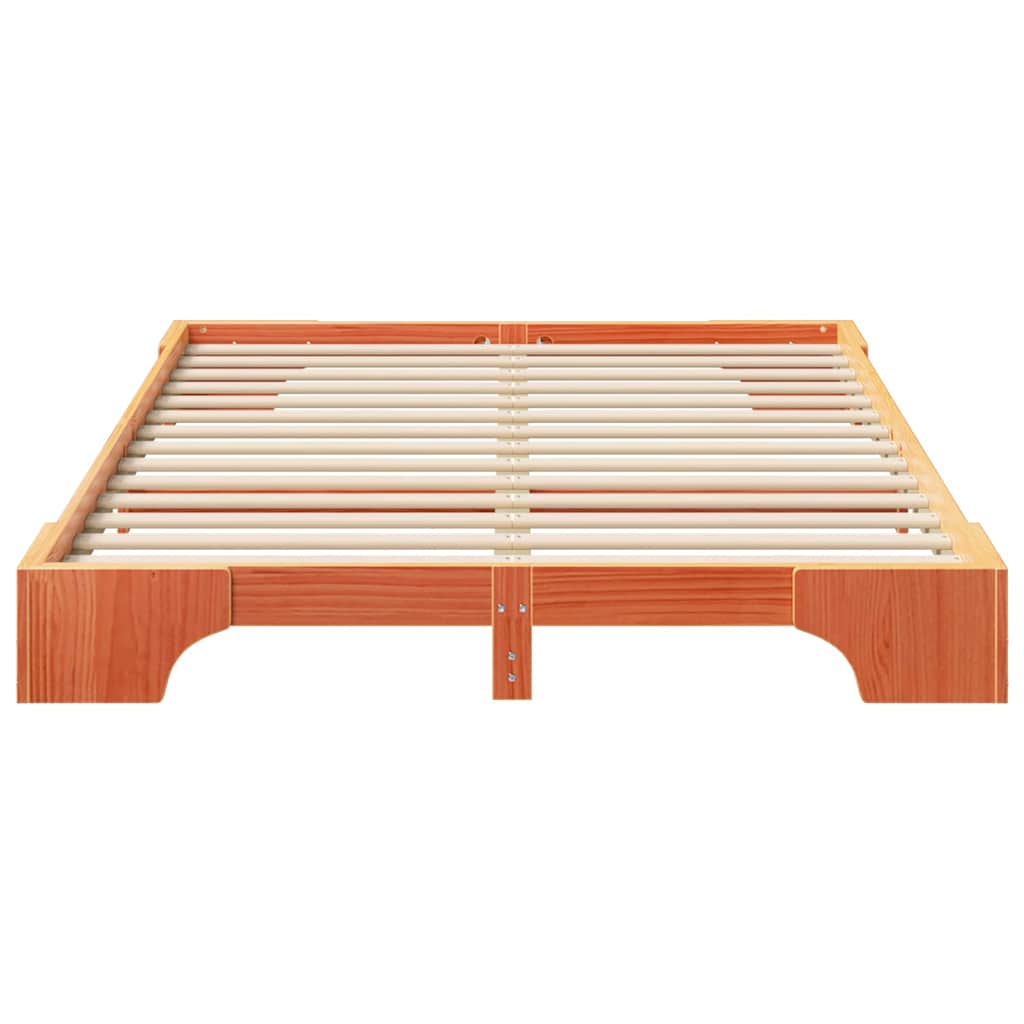 Σκελετός Κρεβατιού Καφέ 140 x 220 cm Στερεά ξυλεία πεύκου - Pakobazaar