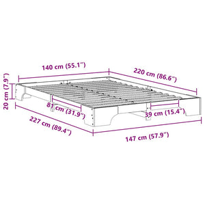 Σκελετός Κρεβατιού Καφέ 140 x 220 cm Στερεά ξυλεία πεύκου - Pakobazaar