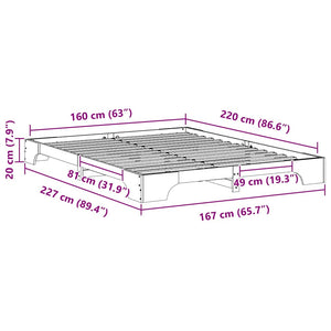 Σκελετός Κρεβατιού Λευκό 160 x 220 cm Στερεά ξυλεία πεύκου - Pakobazaar
