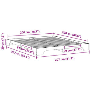 Σκελετός Κρεβατιού Λευκό 200 x 220 cm Στερεά ξυλεία πεύκου - Pakobazaar