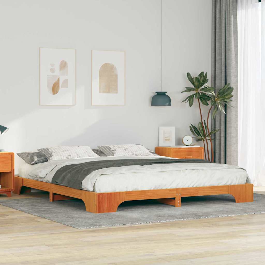 Σκελετός Κρεβατιού Καφέ 200 x 220 cm Στερεά ξυλεία πεύκου - Pakobazaar