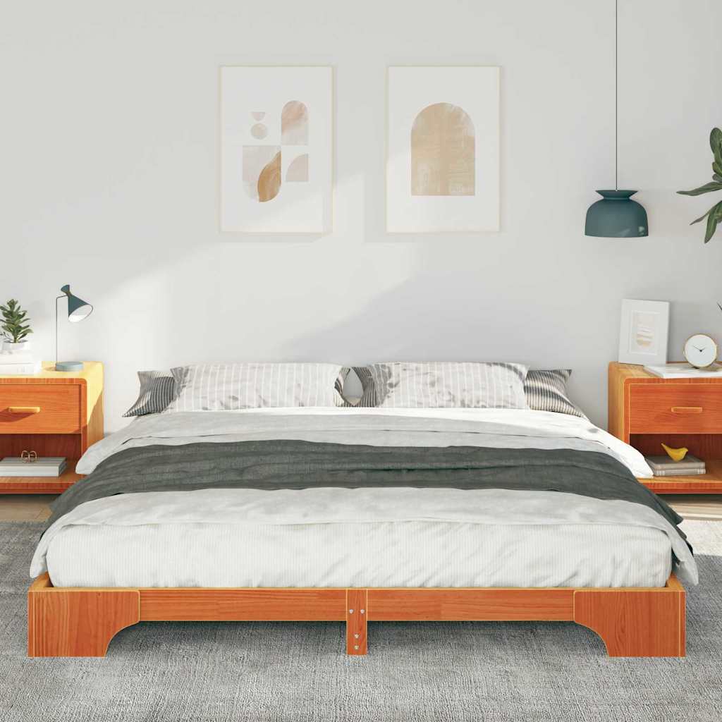 Σκελετός Κρεβατιού Καφέ 200 x 220 cm Στερεά ξυλεία πεύκου - Pakobazaar