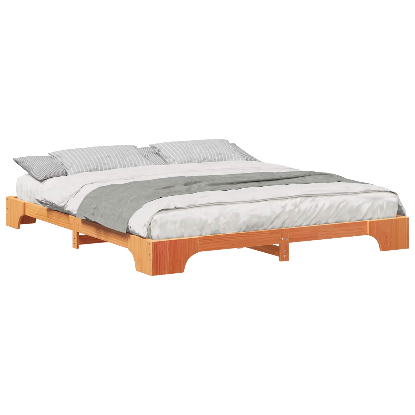 Σκελετός Κρεβατιού Καφέ 200 x 220 cm Στερεά ξυλεία πεύκου - Pakobazaar