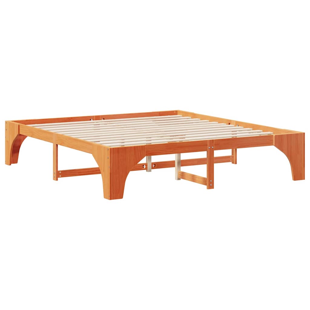 Σκελετός Κρεβατιού Καφέ 200 x 200 cm Στερεά ξυλεία πεύκου - Pakobazaar
