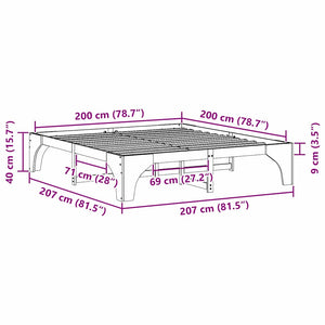 Σκελετός Κρεβατιού Καφέ 200 x 200 cm Στερεά ξυλεία πεύκου - Pakobazaar