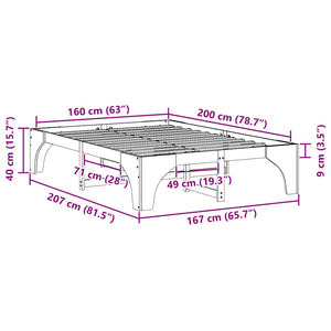 Σκελετός Κρεβατιού Καφέ 160 x 200 cm Στερεά ξυλεία πεύκου - Pakobazaar
