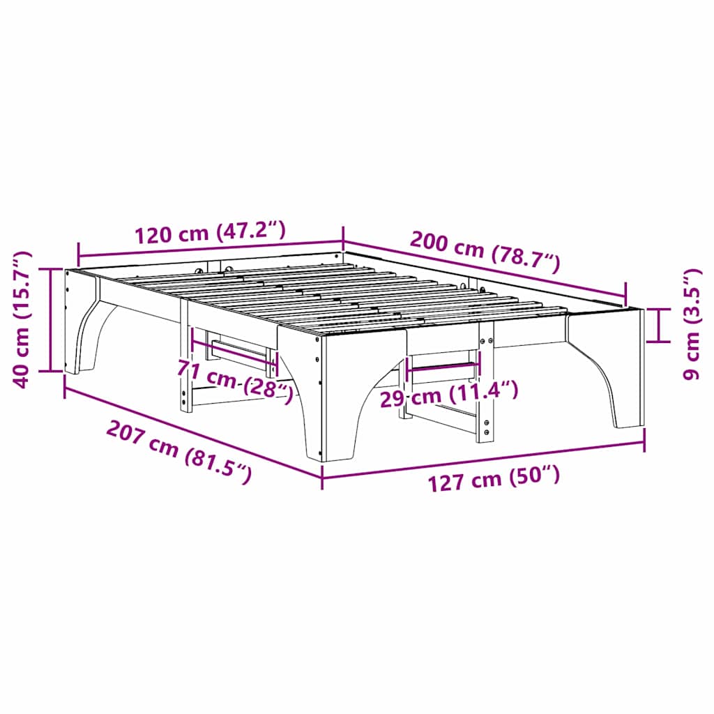 Σκελετός Κρεβατιού Καφέ 120 x 200 cm Στερεά ξυλεία πεύκου - Pakobazaar