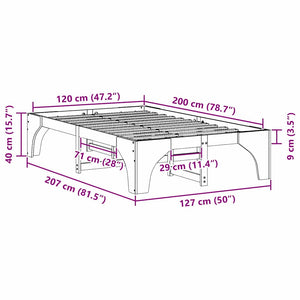 Σκελετός Κρεβατιού Καφέ 120 x 200 cm Στερεά ξυλεία πεύκου - Pakobazaar