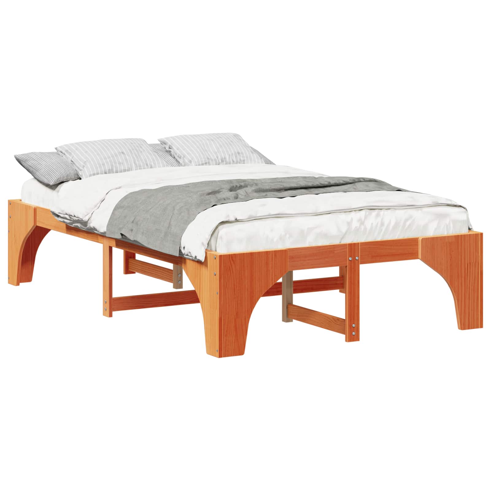 Σκελετός Κρεβατιού Καφέ 140 x 190 cm Στερεά ξυλεία πεύκου - Pakobazaar