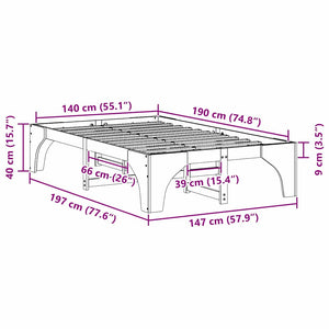 Σκελετός Κρεβατιού Καφέ 140 x 190 cm Στερεά ξυλεία πεύκου - Pakobazaar