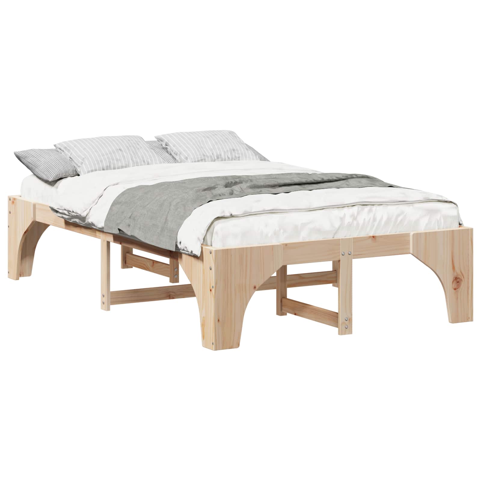Σκελετός Κρεβατιού Καφέ 135 x 190 cm Στερεά ξυλεία πεύκου - Pakobazaar