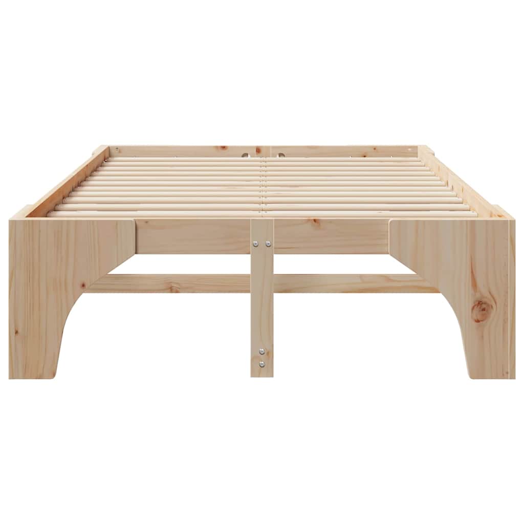 Σκελετός Κρεβατιού Καφέ 135 x 190 cm Στερεά ξυλεία πεύκου - Pakobazaar