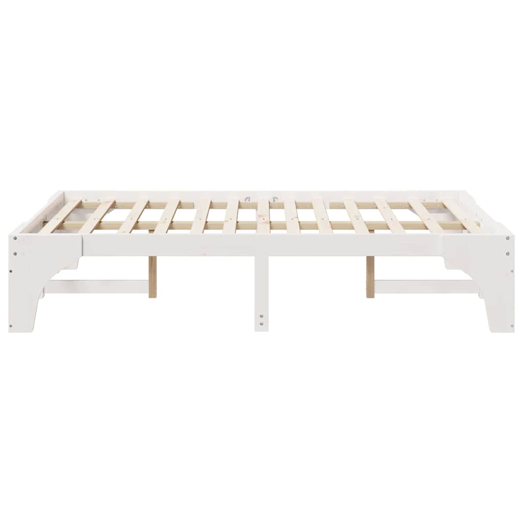 Σκελετός Κρεβατιού Λευκό 135 x 190 cm Στερεά ξυλεία πεύκου - Pakobazaar