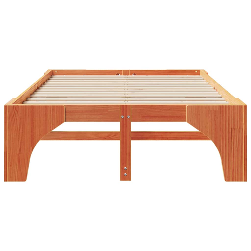 Σκελετός Κρεβατιού Καφέ 135 x 190 cm Στερεά ξυλεία πεύκου - Pakobazaar