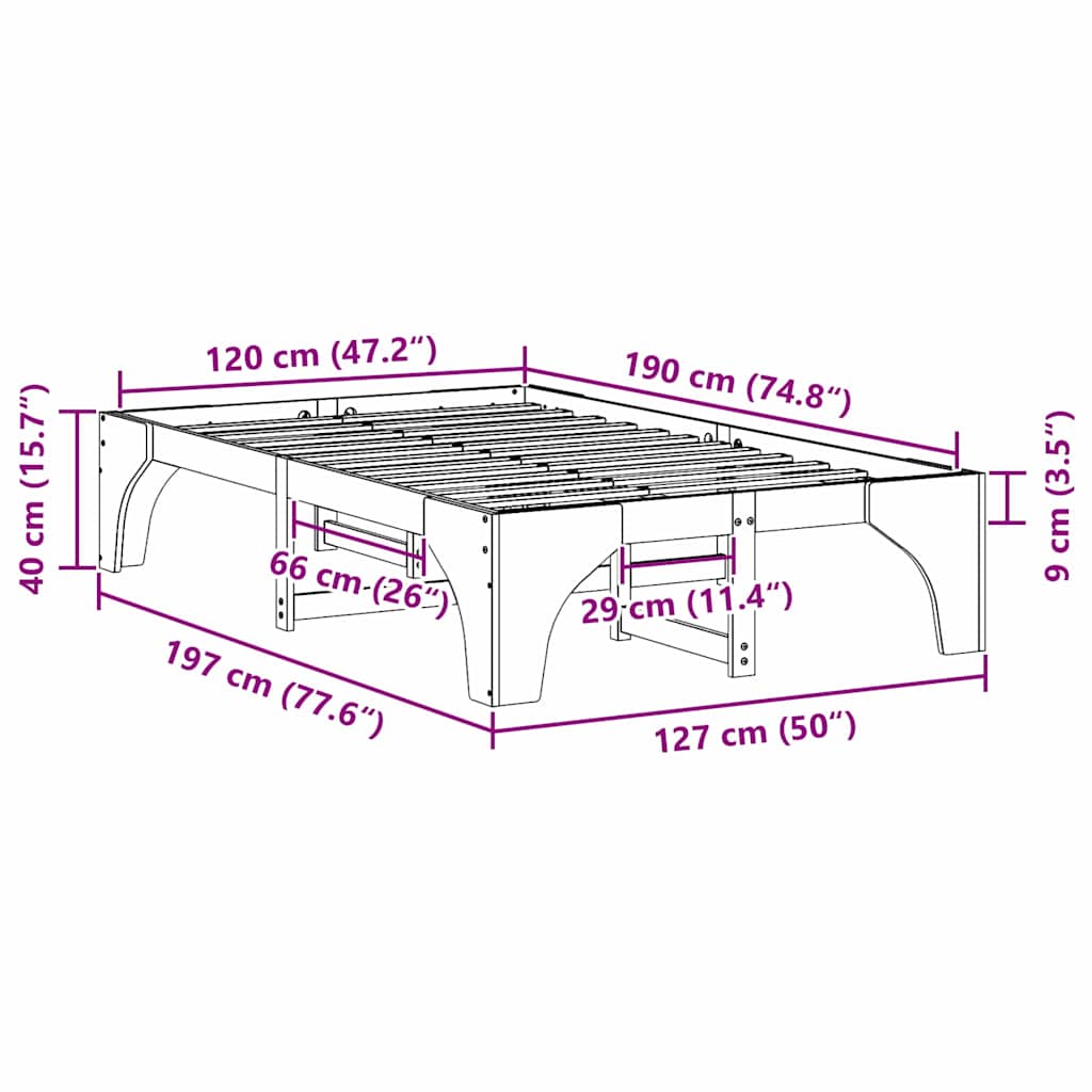 Σκελετός Κρεβατιού Λευκό 120 x 190 cm Στερεά ξυλεία πεύκου - Pakobazaar