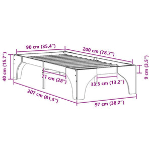 Σκελετός Κρεβατιού Καφέ 90 x 200 cm Στερεά ξυλεία πεύκου - Pakobazaar